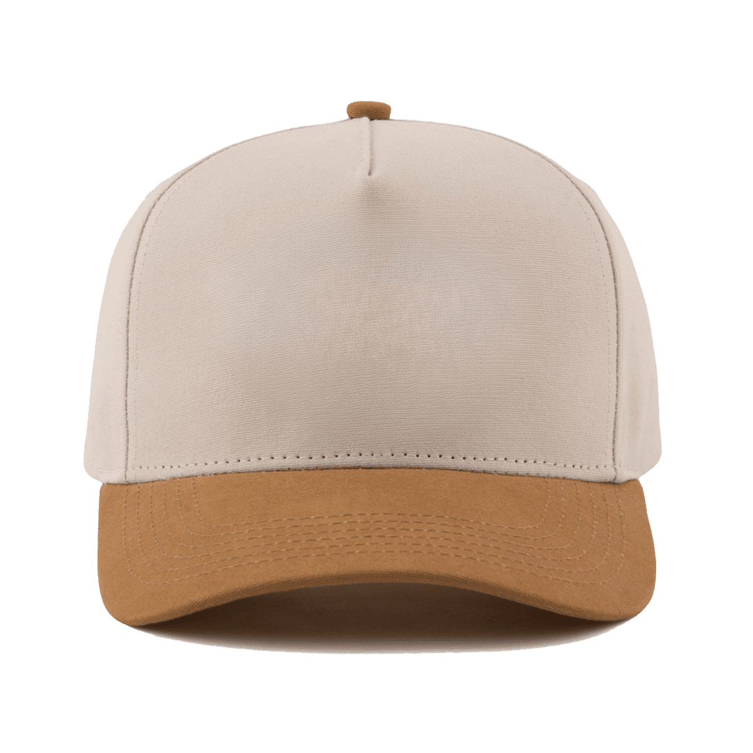 Custom headwear — cream canvas with light brown brim