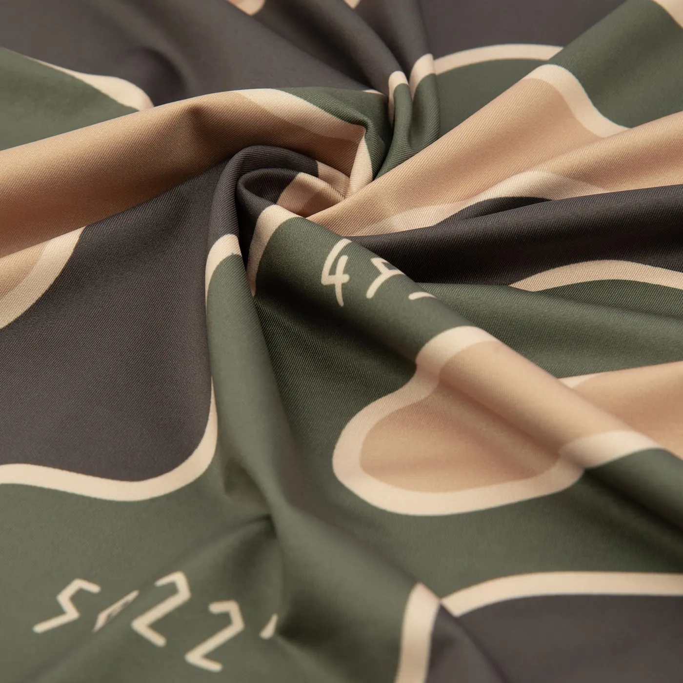 Close-up of printed poly blend performance tee fabric
