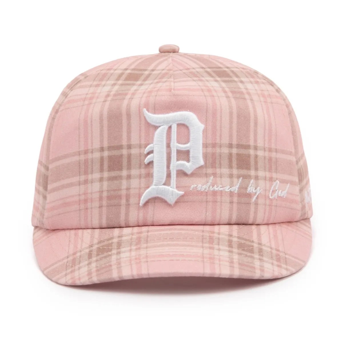 Custom short brim hat, design 1, front view