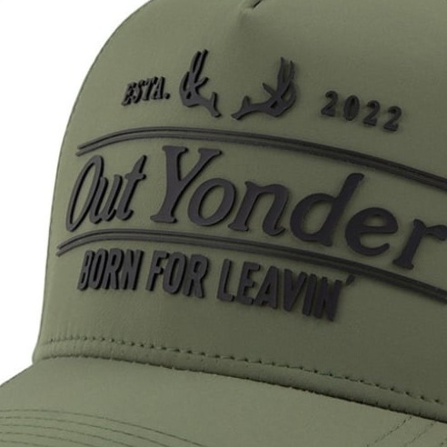 3D rubber print on an olive cap